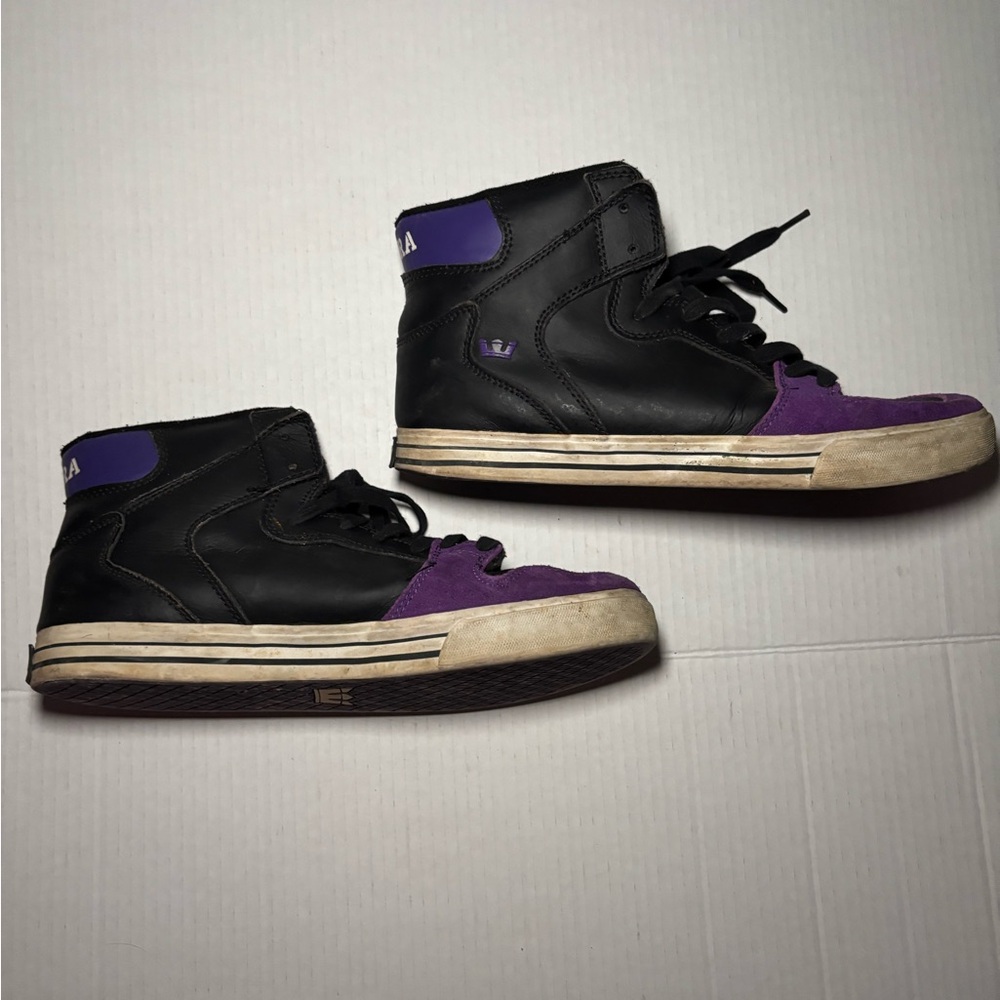 SUPRA Black and Purple High-Top Sneakers